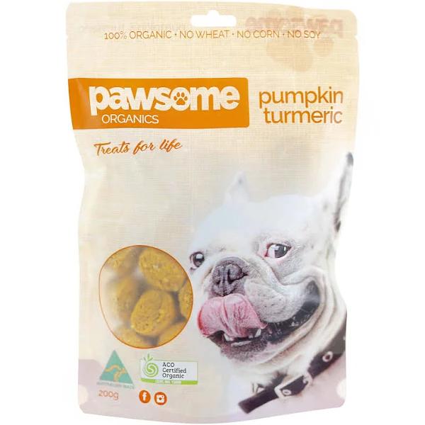 Pawsome Organics Pet Treats Pumpkin and Turmeric 200g