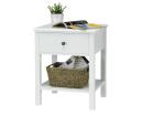 Giantex End Table Nightstand w/Storage Drawer & Open Shelf Display Storage Bedside Table White