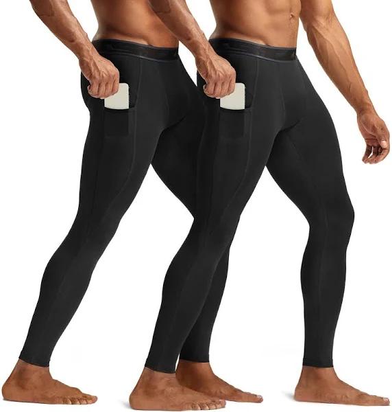 TSLA Men's Compression Pants, Cool Dry Athletic Workout Running Tights Leggings with Pocket/Non-Pocket