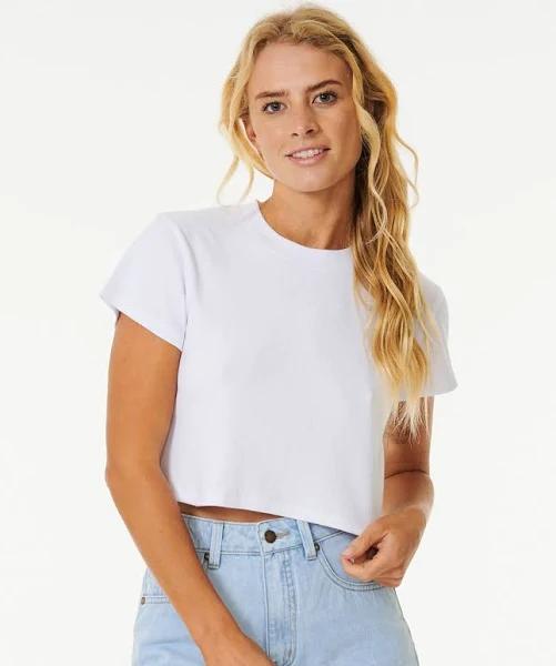 Rip Curl Classic Ribbed Tee. Optical White Size XS