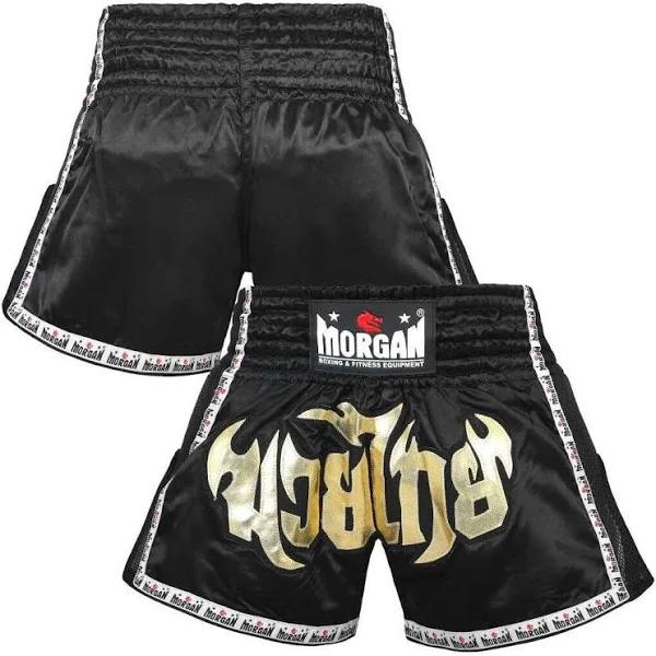 Lumpinee Ready Muay Thai Kick Boxing Black Shorts - Morgan Sports Free