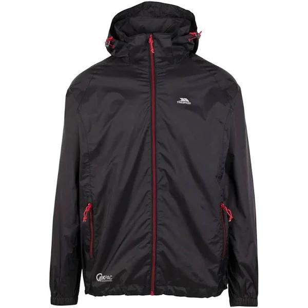 Trespass Qikpac x Unisex Packaway Jacket (Black/Red) (XXXL)