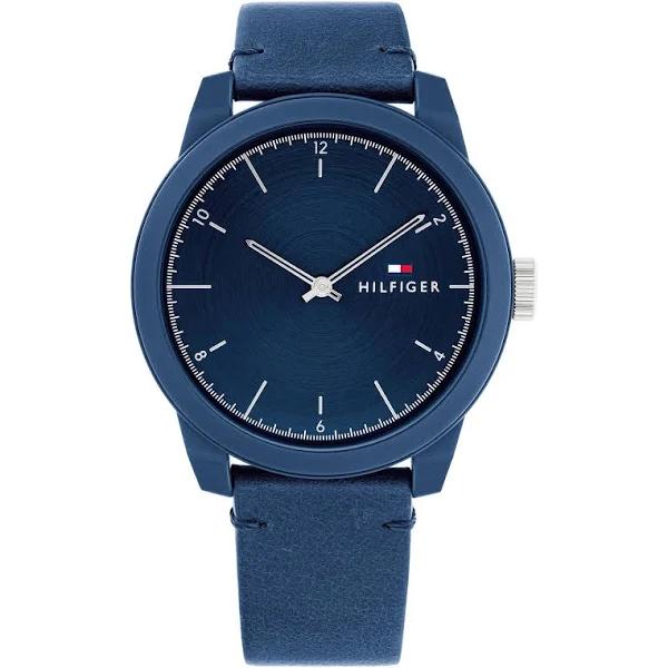 Tommy Hilfiger Leather Navy Dial Men's Watch - 1710543