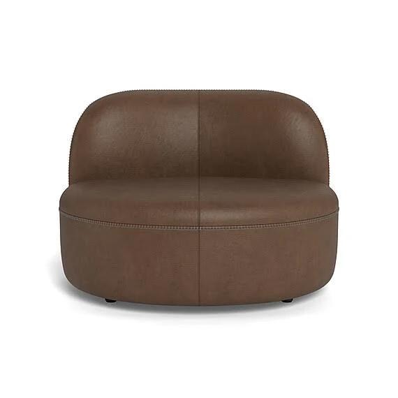 Lune Leather Armless Swivel Chair Granite by Freedom, 100% Leather FF