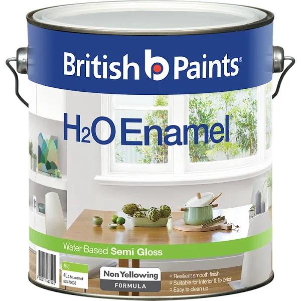 British Paints Mid Semi Gloss H2O Enamel Paint - 4L