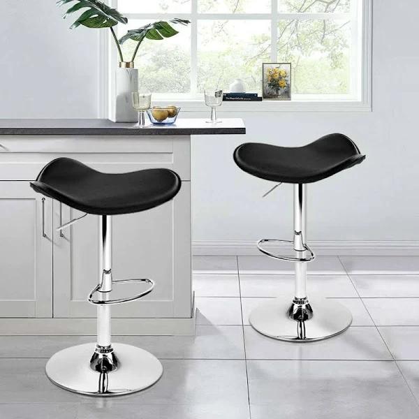 ALFORDSON 2x Bar Stools Portia Kitchen Swivel Chair Leather Gas Lift Black