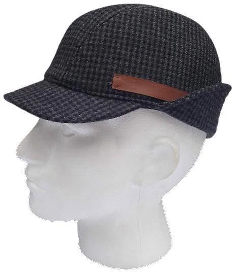 Kangol Angle Tweed Havelock Hat - Black K0741LX Winter Wool Earlap Made in Italy