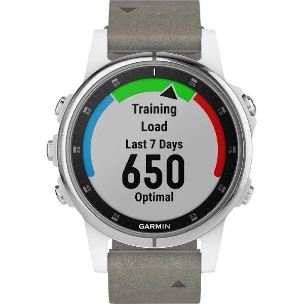 Garmin Fenix 5s Plus Sapphire White with Gray Suede Band - 010-01987-04