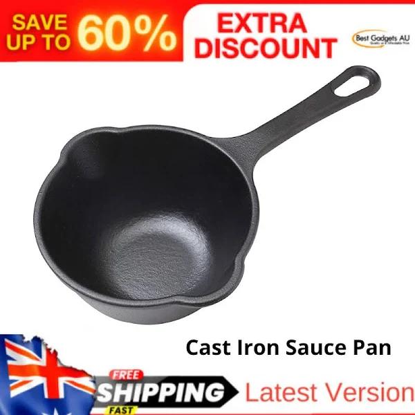 Victoria Cast Iron Sauce Pan. 0.45qt Sauce Pot Seasoned 100% Kosher