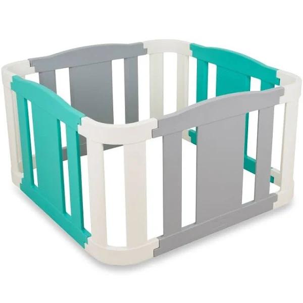 Tikk Tokk Caboodle 4 Panel Playpen - White, Grey & Teal