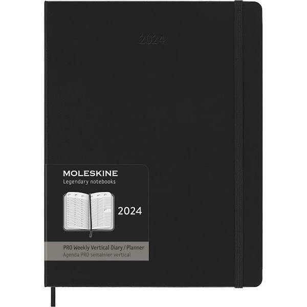 Moleskine 2024 Hard Cover Vertical Pro Weekly Diary XL - Black