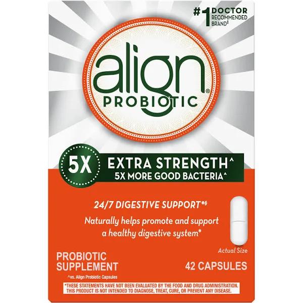 Align Probiotic Extra Strength, 5X More Good Bacteria for Digestive Health, 42 Capsules