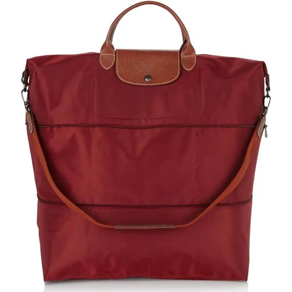 Longchamp Le Pliage Expandable Travel Duffel Nylon Weekender Deep Red