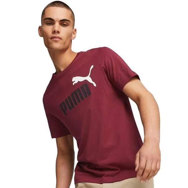 Puma Mens Essentials 2 Colour Logo Tee Maroon XXL