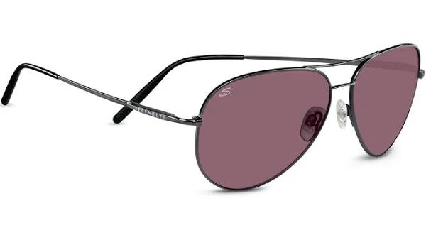 Serengeti Medium Aviator Sunglasses Shiny Gunmetal - Polarized Sedona