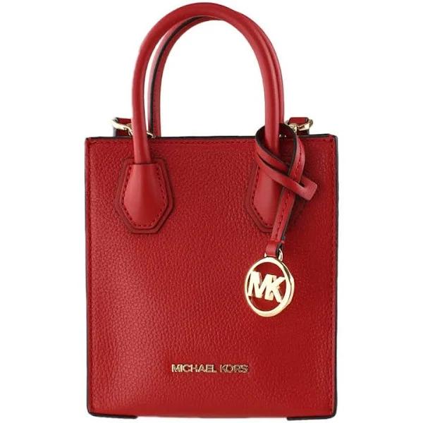 Michael Kors Mercer Extra-Small Pebbled Leather Crossbody Bag - Red