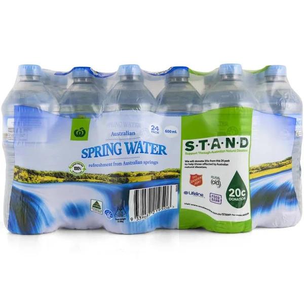 Woolworths Spring Water Bottles 600ml x24 Pack