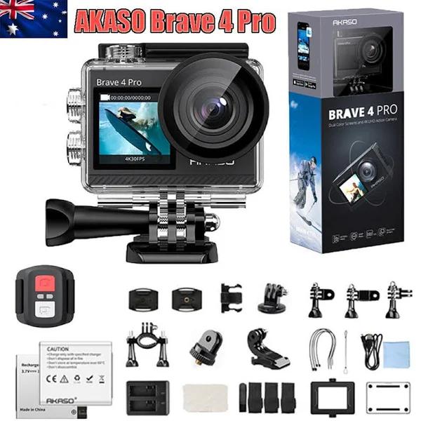 Akaso Brave 4 Pro 4k Action Camera Waterproof Touch Screen W/ Remote