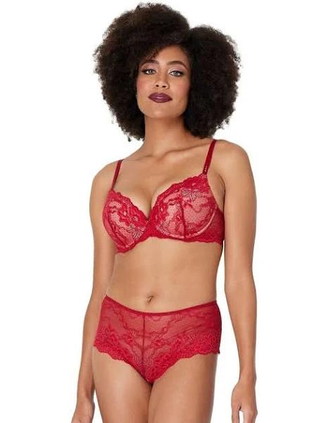 Pleasure State My Fit Lace Push Up Plunge Bra P86-4053F Jester Red