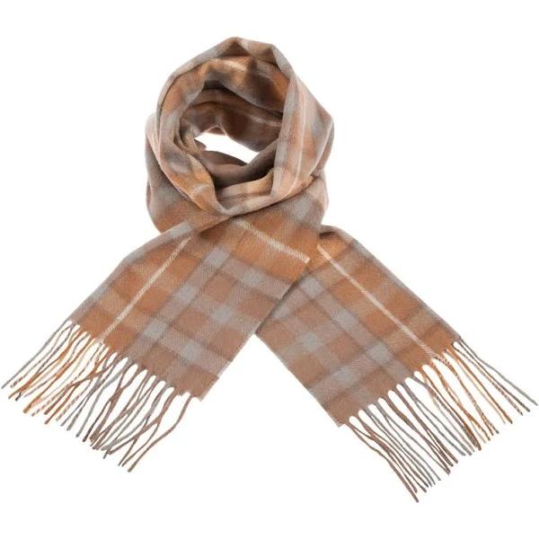 Edinburgh 100% Lambswool Tartan Scarf Buchanan Natural One Size