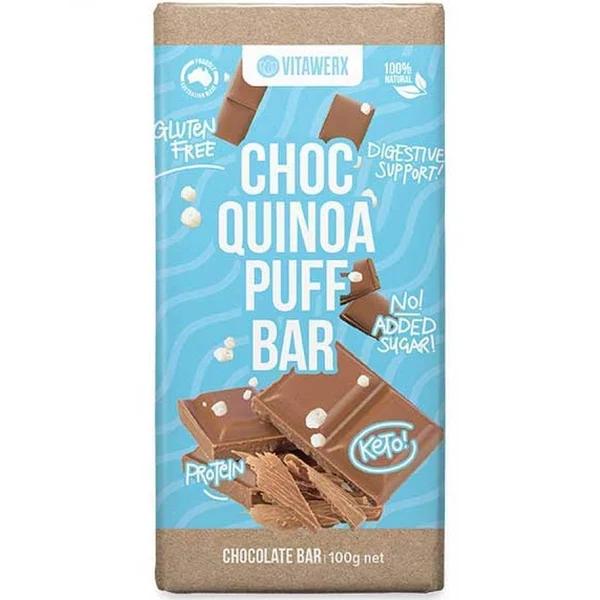 Vitawerx Milk Choc Quinoa Puff Bar 100gX12