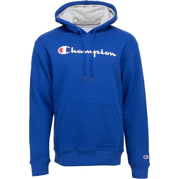 Champion Mens Black Hoodie Powerblend Fleece Script Logo Sweatshirt