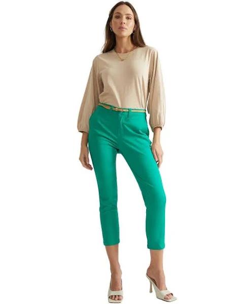 Katies - Womens - Pants / Trousers - Winter - Cropped - Green Cotton - Clothes