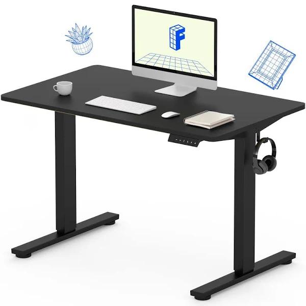 FLEXISPOT Adjustable Height Desk 100×60 cm Small Standing Desk for Small Space Electric Sit Stand Home Office Table Computer Workstation (Black