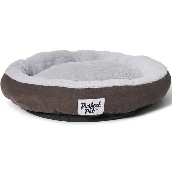 Perfect Pet Bolstered Round Dog Bed - Brown & Grey