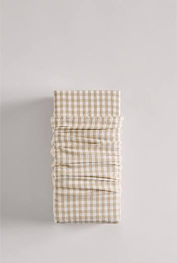 Country Road Noni Gingham Queen Flat Sheet Natural