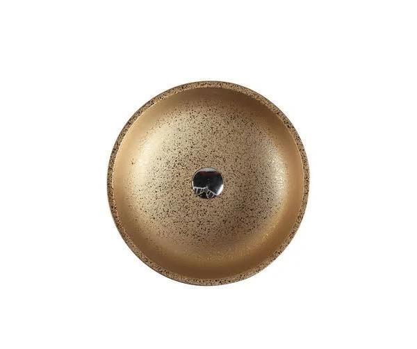 ACA 410*410*140mm Round Gold Ceramic Basin Above Counter Vanity Sink