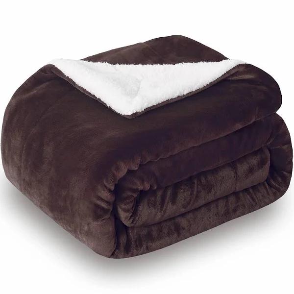 Thick and Warm Sherpa Fleece Throw Blanket, Super Soft Double-sided Plush Blanket for Couch Bed & Sofa - Brown - 100cm x 120cm - AfterPay & zipPay