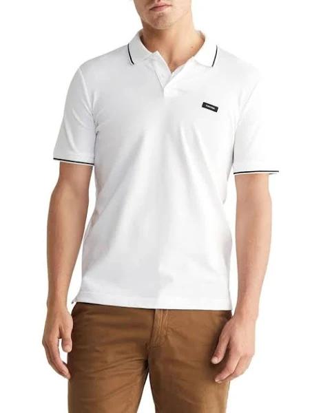 Calvin Klein Stretch Pique Tipping Slim Polo in White M