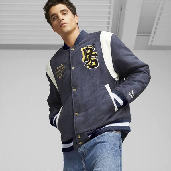 x Staple Men's Varsity Jacket in New Navy, Size XS, Polyurethane by Puma