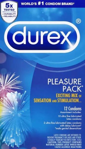 Durex Pleasure Pack Assorted Condoms 12 Pack