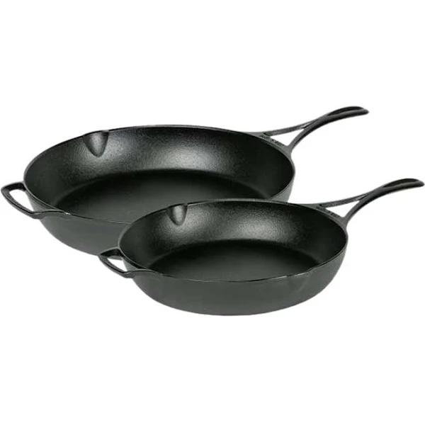 Lodge Cast Iron Blacklock Skillet Set, Triple Seasoned - 10.25 in and 12 in Skillets with Lid