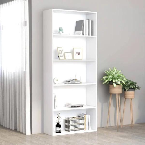 5 Tier Book Cabinet 80x30x189 cm Chipboard - White