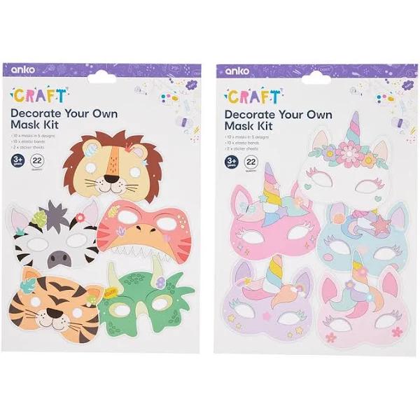 Kmart 22 Piece Decorate Your Own Mask Kit - Assorted