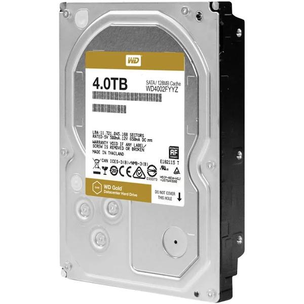 WD Gold Datacenter Hard Drive WD4002FYYZ - Hard Drive - 4 TB - Internal - 3.5" - SATA 6Gb/s - 7200 RPM - Buffer: 128 MB