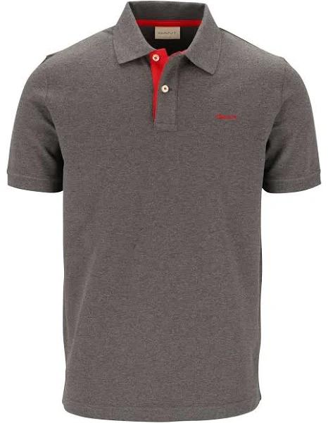 Gant Contrast Pique Polo Shirt in Antracite Melange Grey S