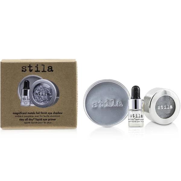 Stila Magnificent Metals Foil Finish Eye Shadow With Mini Stay All Day Liquid Eye Primer - Titanium 2pcs