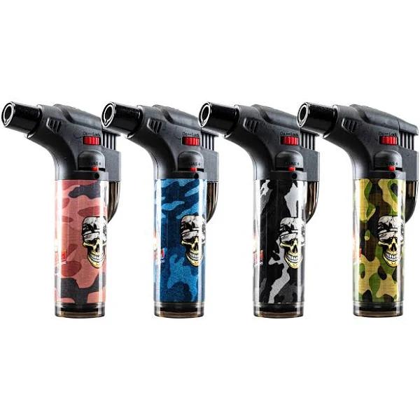 Home Master 4PK Blow Torch Jet Gas Lighter Refillable Camo Designs