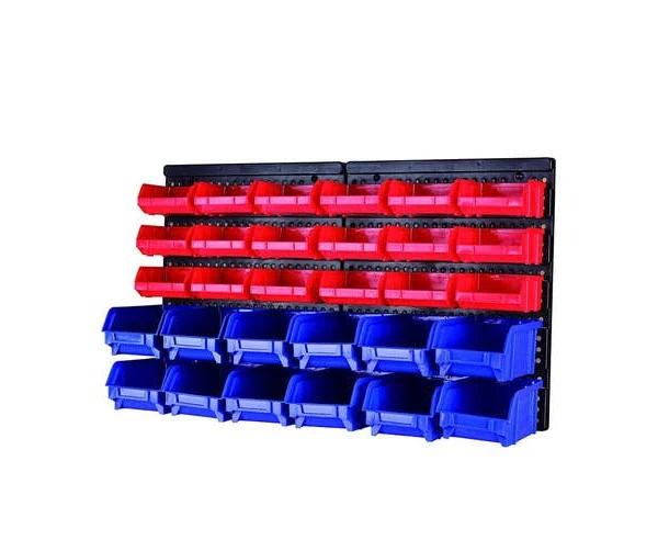 30xBin Wall Mounted Storage Rack Shelf Organiser Nuts Bolts Garage Container Box