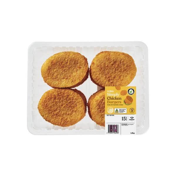 Coles RSPCA Approved Chicken Burgers Plain Crumb 1.2kg