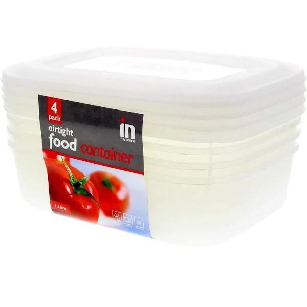 Food Container 4 Pack 1 Litre Microwave Safe Hardy Durable Design Storage - AfterPay & zipPay Available