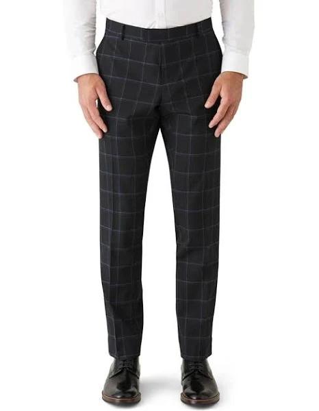 Gibson Slim Stretch Fit Caper Check Performance Trouser Black 80