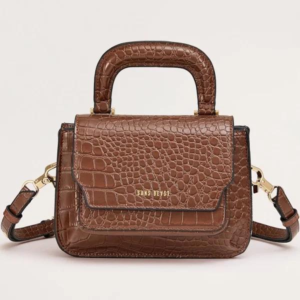 Sans Beast Reader Satchel Crossbody Bag in Mahogany/Gold