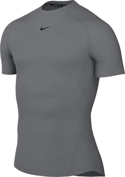 Nike Pro Men's Dri-FIT Tight Short-Sleeve Fitness Top - Grey - Polyester/Elastane - 50% Recycled Polyester