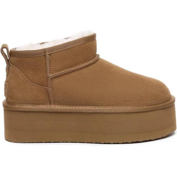 UGG Australian Shepherd Sheepskin Wool Ankle Boots Ultra Platform Saylor Chestnut / AU Ladies 6 / AU Men 4 / EU 37