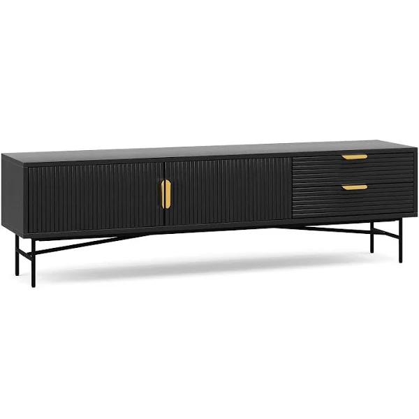 Kina 180cm Ripple TV Entertainment Unit, Black Oak